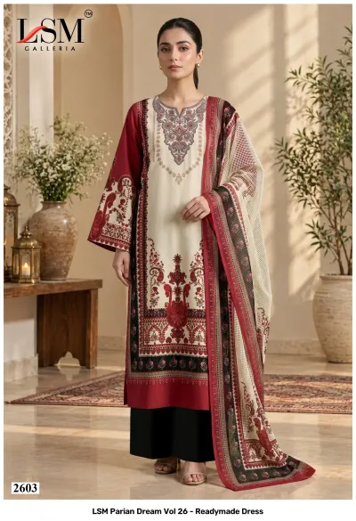 LSM Parian Dream Vol 26 - Readymade Dress design 4 of 8 — Pure Lawn Pakistani Readymade Suits with print by LSM, wholesale Surat