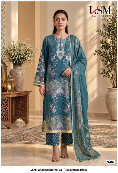 LSM Parian Dream Vol 26 - Readymade Dress design 7 of 8 — Pure Lawn Pakistani Readymade Suits with print by LSM, wholesale Surat