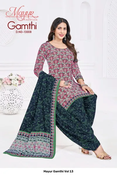 Mayur Gamthi Vol 13 design 10 of 12 — Pure Cotton Unstitched Dress Materials with print by Mayur Creation, wholesale Surat