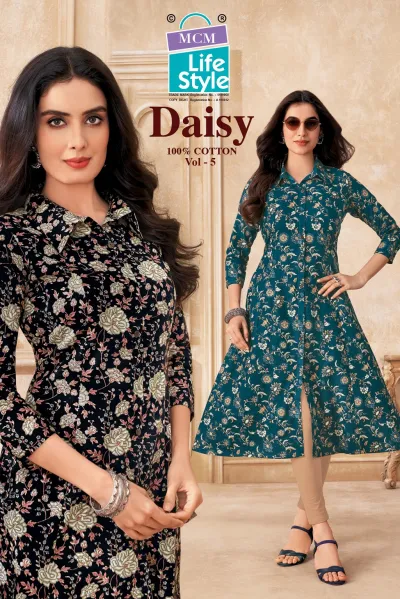 MCM Daisy Vol 5 design 1 of 12 — Heavy Cotton Kurtis Catalog with print by MCM Lifestyle, wholesale Surat