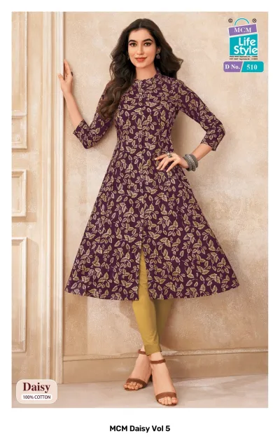 MCM Daisy Vol 5 design 10 of 12 — Heavy Cotton Kurtis Catalog with print by MCM Lifestyle, wholesale Surat