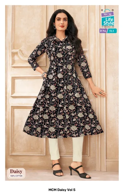MCM Daisy Vol 5 design 11 of 12 — Heavy Cotton Kurtis Catalog with print by MCM Lifestyle, wholesale Surat