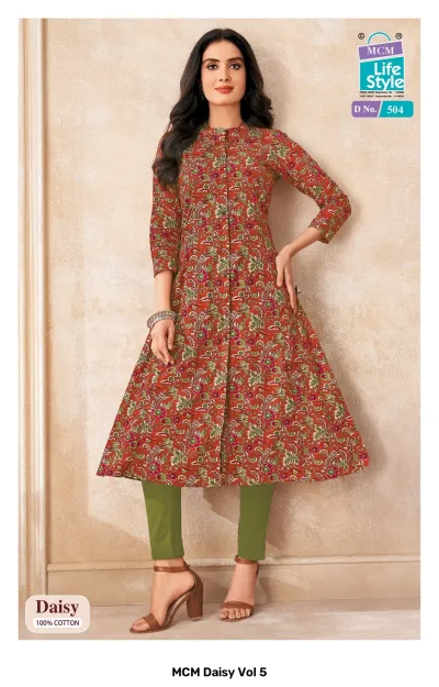 MCM Daisy Vol 5 design 2 of 12 — Heavy Cotton Kurtis Catalog with print by MCM Lifestyle, wholesale Surat