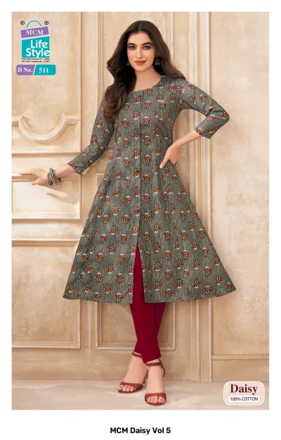 MCM Daisy Vol 5 design 9 of 12 — Heavy Cotton Kurtis Catalog with print by MCM Lifestyle, wholesale Surat