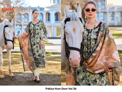 Pakiza Hum Dum Vol 36: A catalog collage showcasing multiple women in various floral printed salwar suits from the collection.