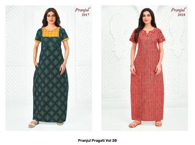 Pranjul Pragati Vol 20, green floral printed kurti with short sleeves.