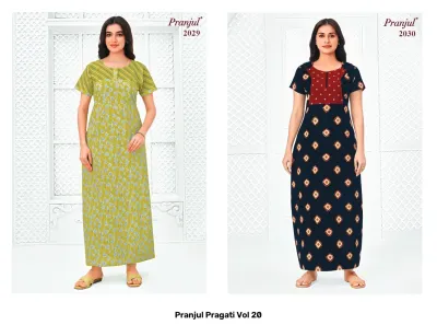 Pranjul Pragati Vol 20, dark brown floral printed kurti.