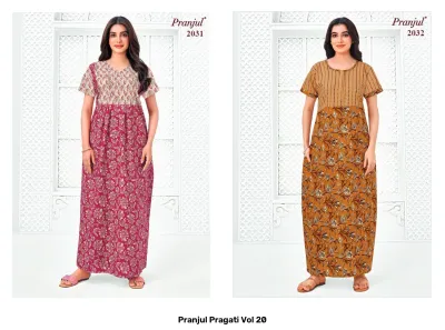 Pranjul Pragati Vol 20, maroon printed kurti with short sleeves.