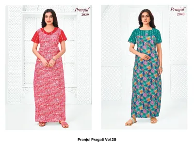 Pranjul Pragati Vol 20, purple floral printed kurti.