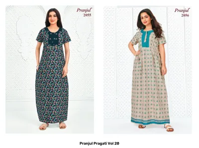 Pranjul Pragati Vol 20, dark brown floral printed kurti.