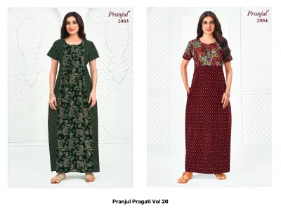 Pranjul Pragati Vol 20, green printed kurti with short sleeves.
