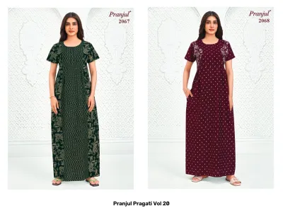 Pranjul Pragati Vol 20, red floral printed kurti.