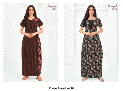 Pranjul Pragati Vol 20, yellow floral printed kurti.