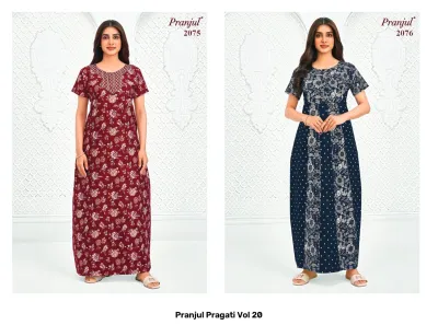 Pranjul Pragati Vol 20, maroon printed kurti.