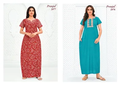 Pranjul Pragati Vol 20, red floral printed kurti.