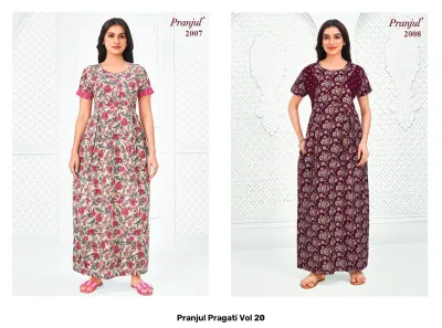 Pranjul Pragati Vol 20, maroon printed kurti with short sleeves.
