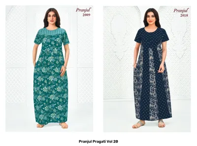 Pranjul Pragati Vol 20, purple printed kurti with short sleeves.