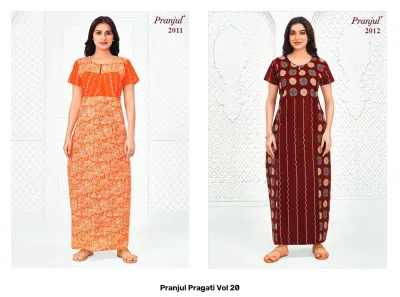 Pranjul Pragati Vol 20, dark brown floral printed kurti.