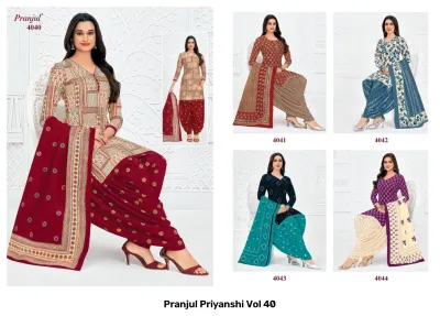 Pranjul Priyanshi Vol 40, olive green floral printed kurti and salwar suit.
