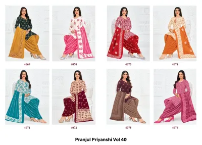Pranjul Priyanshi Vol 40, magenta floral printed kurti and salwar suit.