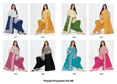 Pranjul Priyanshi Vol 40, teal floral printed kurti and salwar suit.