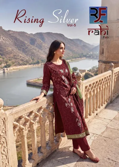 Rahi Fab Rising Silver Vol 5 design 1 of 11 — Pure Cotton Unstitched Dress Materials with print, handwork by Rahi Fab, wholesale Surat