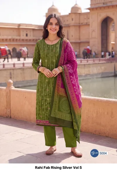 Rahi Fab Rising Silver Vol 5 design 5 of 11 — Pure Cotton Unstitched Dress Materials with print, handwork by Rahi Fab, wholesale Surat