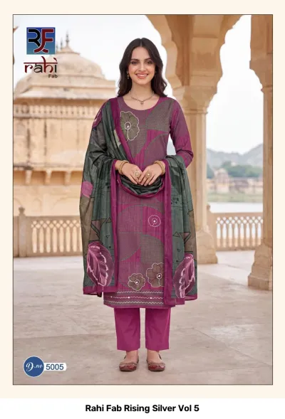 Rahi Fab Rising Silver Vol 5 design 6 of 11 — Pure Cotton Unstitched Dress Materials with print, handwork by Rahi Fab, wholesale Surat