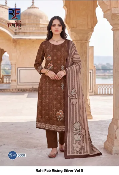 Rahi Fab Rising Silver Vol 5 design 7 of 11 — Pure Cotton Unstitched Dress Materials with print, handwork by Rahi Fab, wholesale Surat
