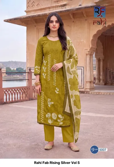 Rahi Fab Rising Silver Vol 5 design 8 of 11 — Pure Cotton Unstitched Dress Materials with print, handwork by Rahi Fab, wholesale Surat