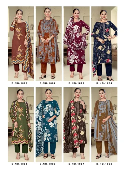 SAT Pashmina Shwal Suit Vol 15 design 13 of 13 — Heavy Pashmina Unstitched Dress Materials with print by SAT, wholesale Surat