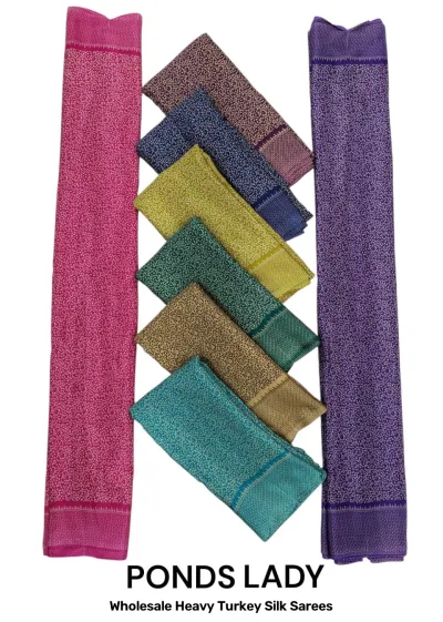Wholesale Heavy Turkey Silk Sarees: Wholesale Heavy Turkey Silk Sarees: Multicolor, printed saree with fine speckled texture.