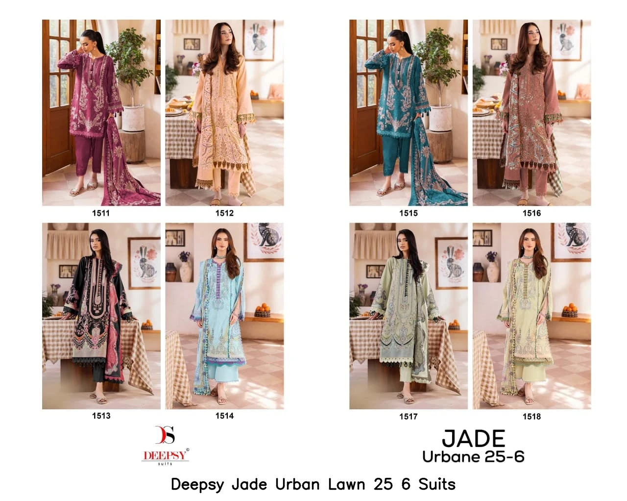 Deepsy Jade Urban Lawn 25 6 Suits - Chiffon Dupatta 6