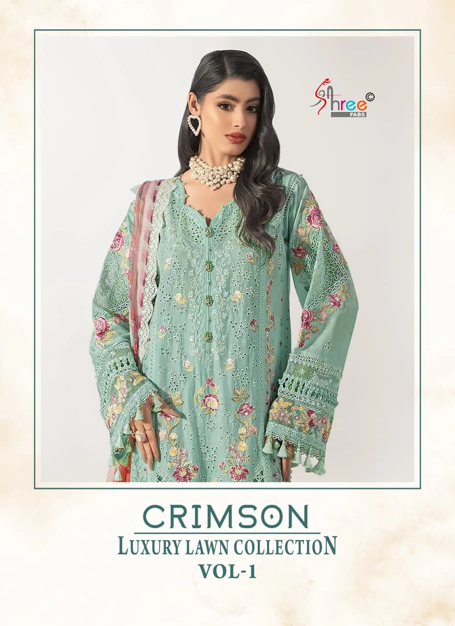 Shree Fabs Crimson Luxury Lawn Collection Vol 1 - Chiffon Dupatta 1