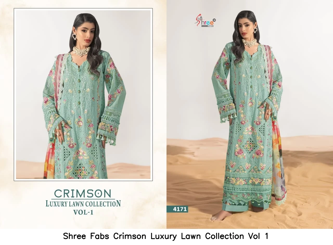 Shree Fabs Crimson Luxury Lawn Collection Vol 1 - Chiffon Dupatta 2