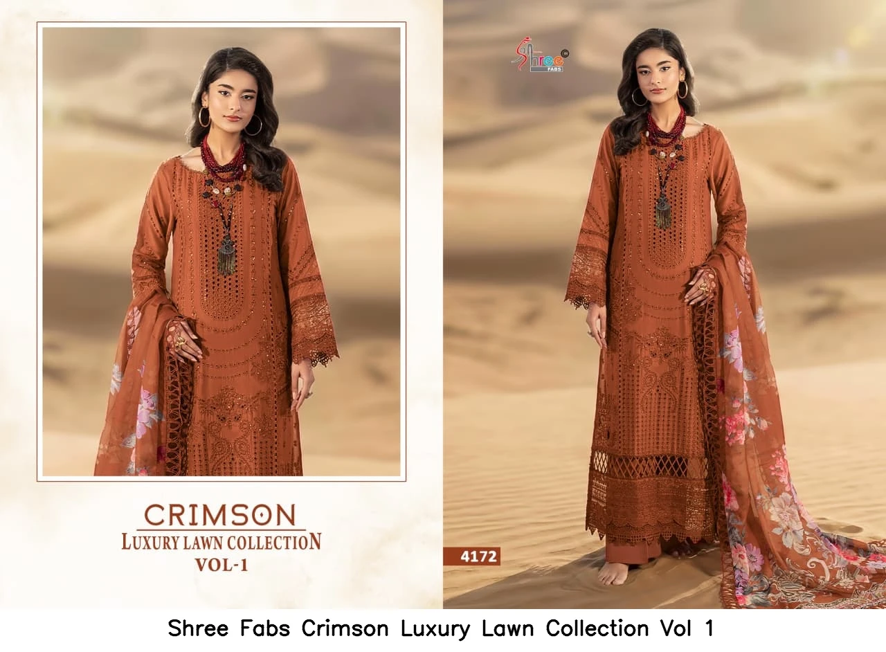 Shree Fabs Crimson Luxury Lawn Collection Vol 1 - Chiffon Dupatta 5