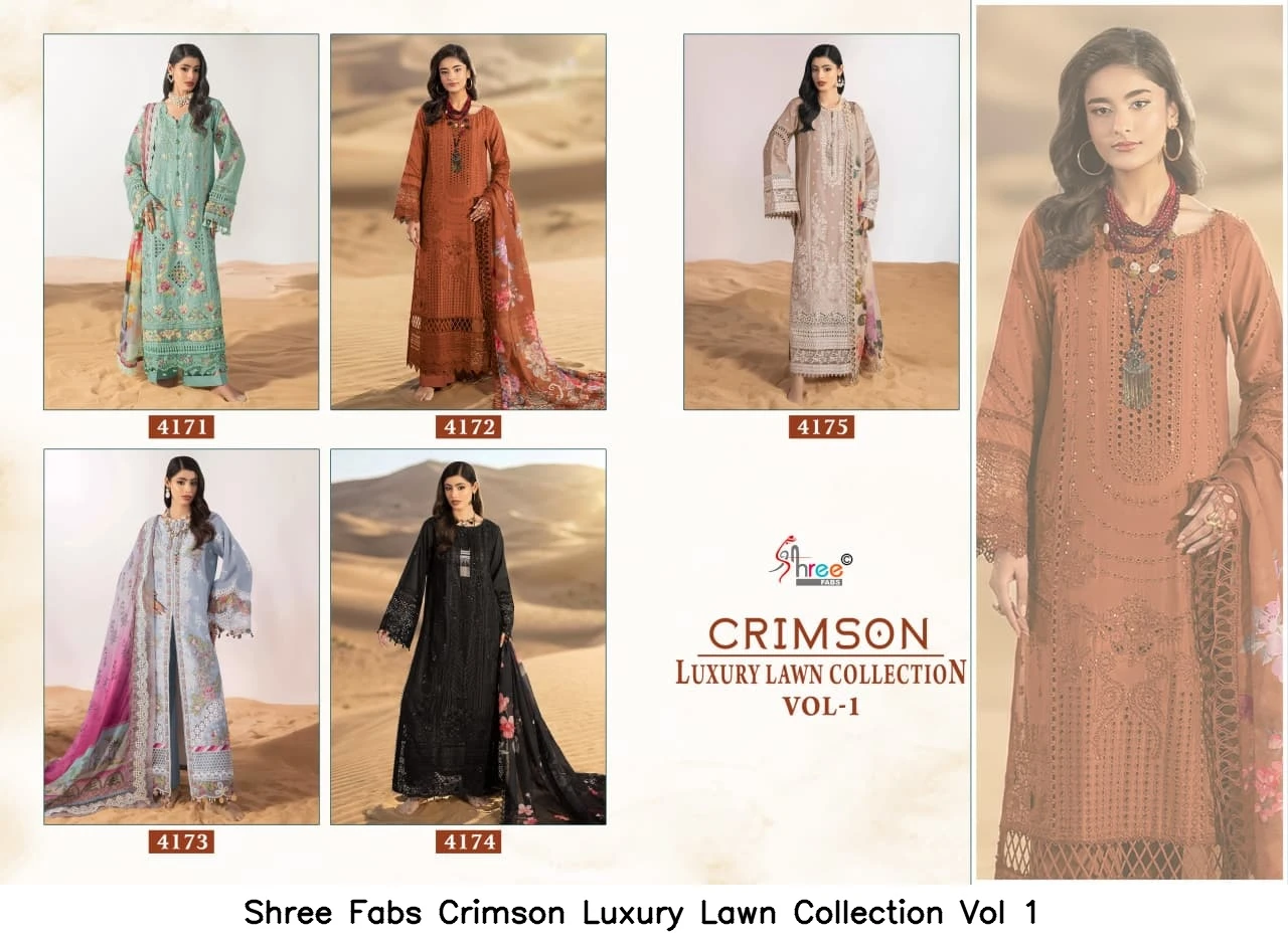 Shree Fabs Crimson Luxury Lawn Collection Vol 1 - Chiffon Dupatta 7