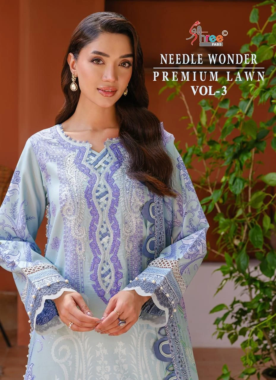 Shree Fabs Needle Wonder Premium Lawn Vol 3 - Chiffon Dupatta 1
