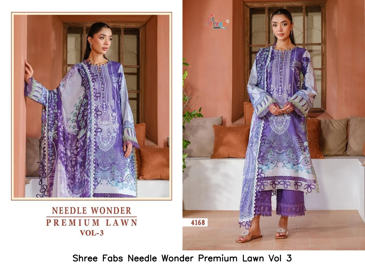 Shree Fabs Needle Wonder Premium Lawn Vol 3 - Chiffon Dupatta 2