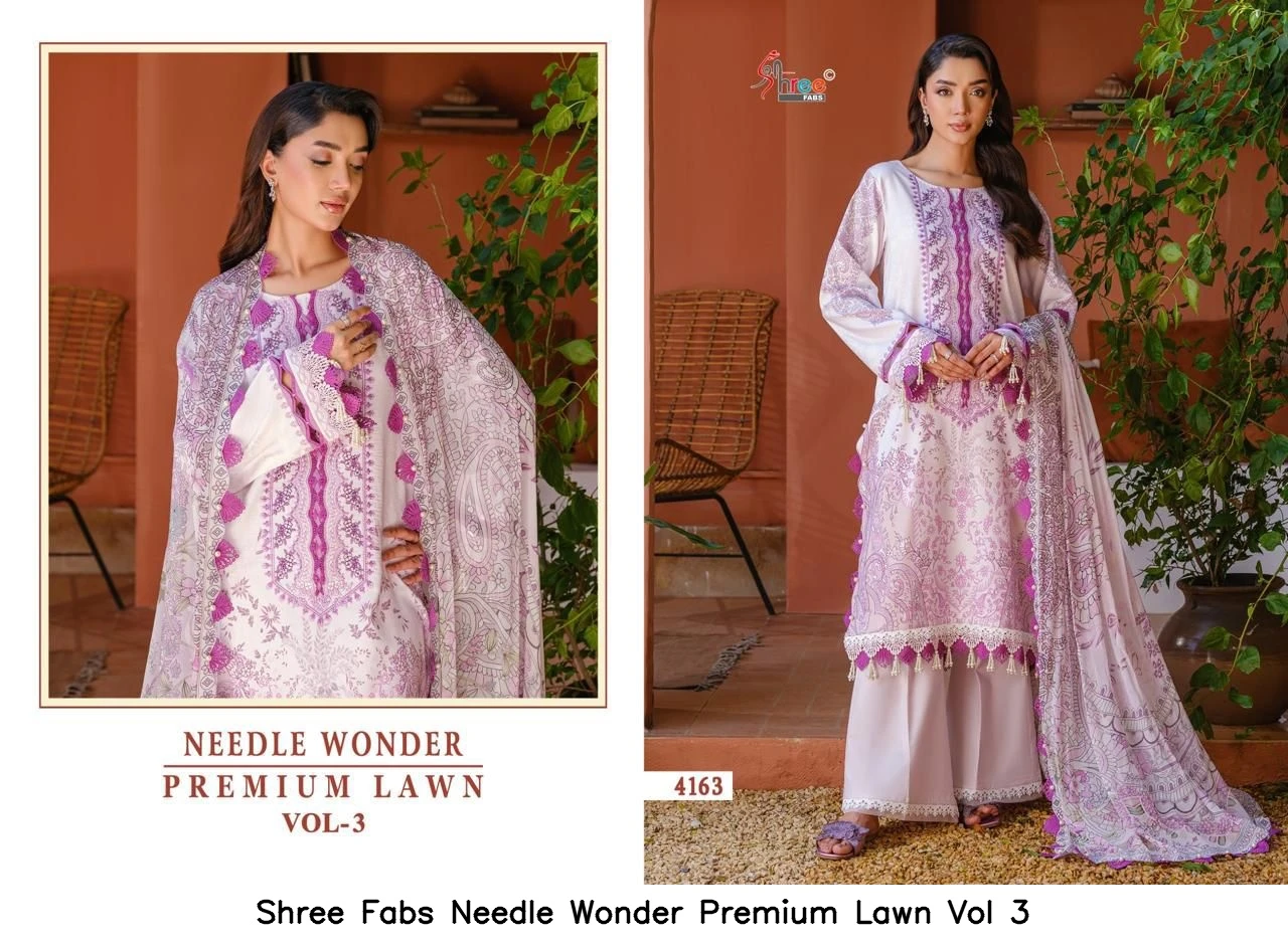 Shree Fabs Needle Wonder Premium Lawn Vol 3 - Chiffon Dupatta 4