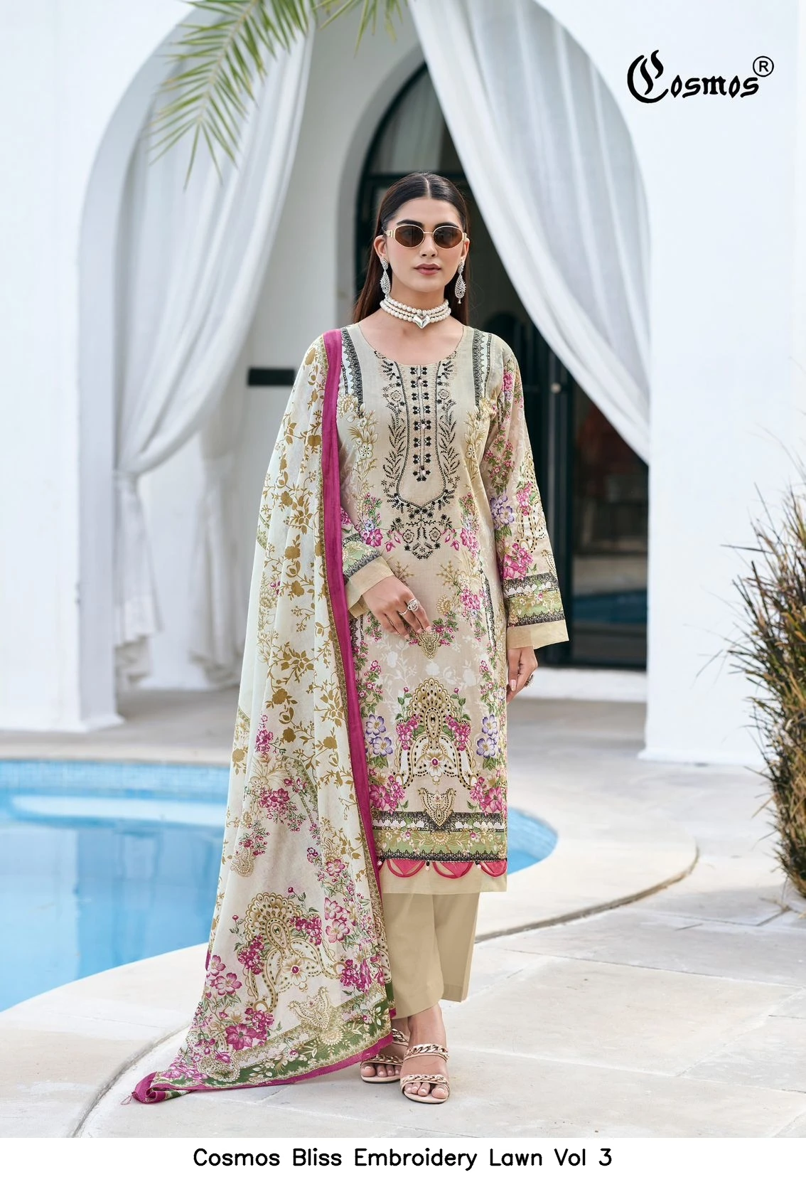 Cosmos Bliss Embroidery Lawn Vol 3 2