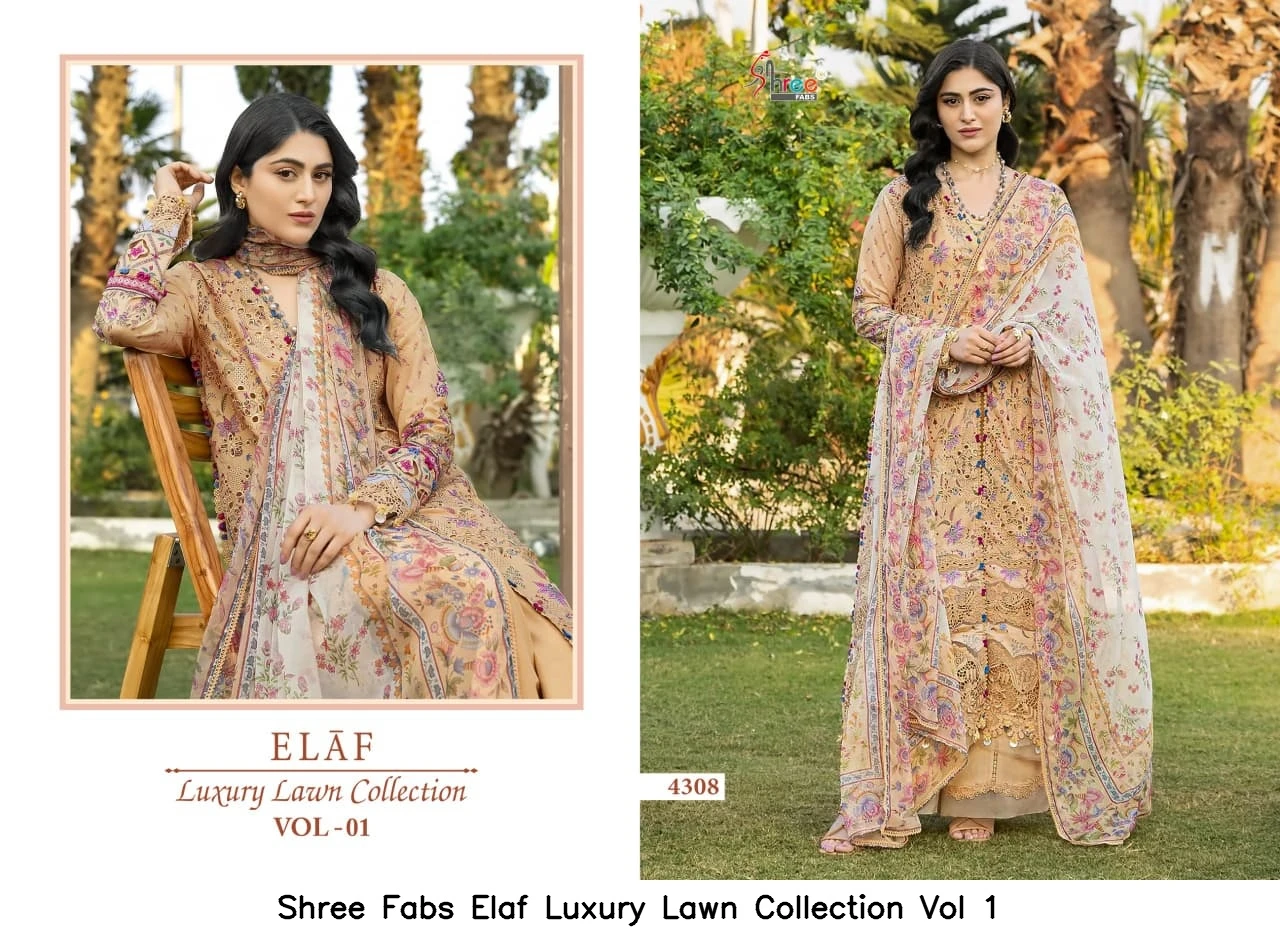 Shree Fabs Elaf Luxury Lawn Collection Vol 1 - Chiffon Dupatta 2