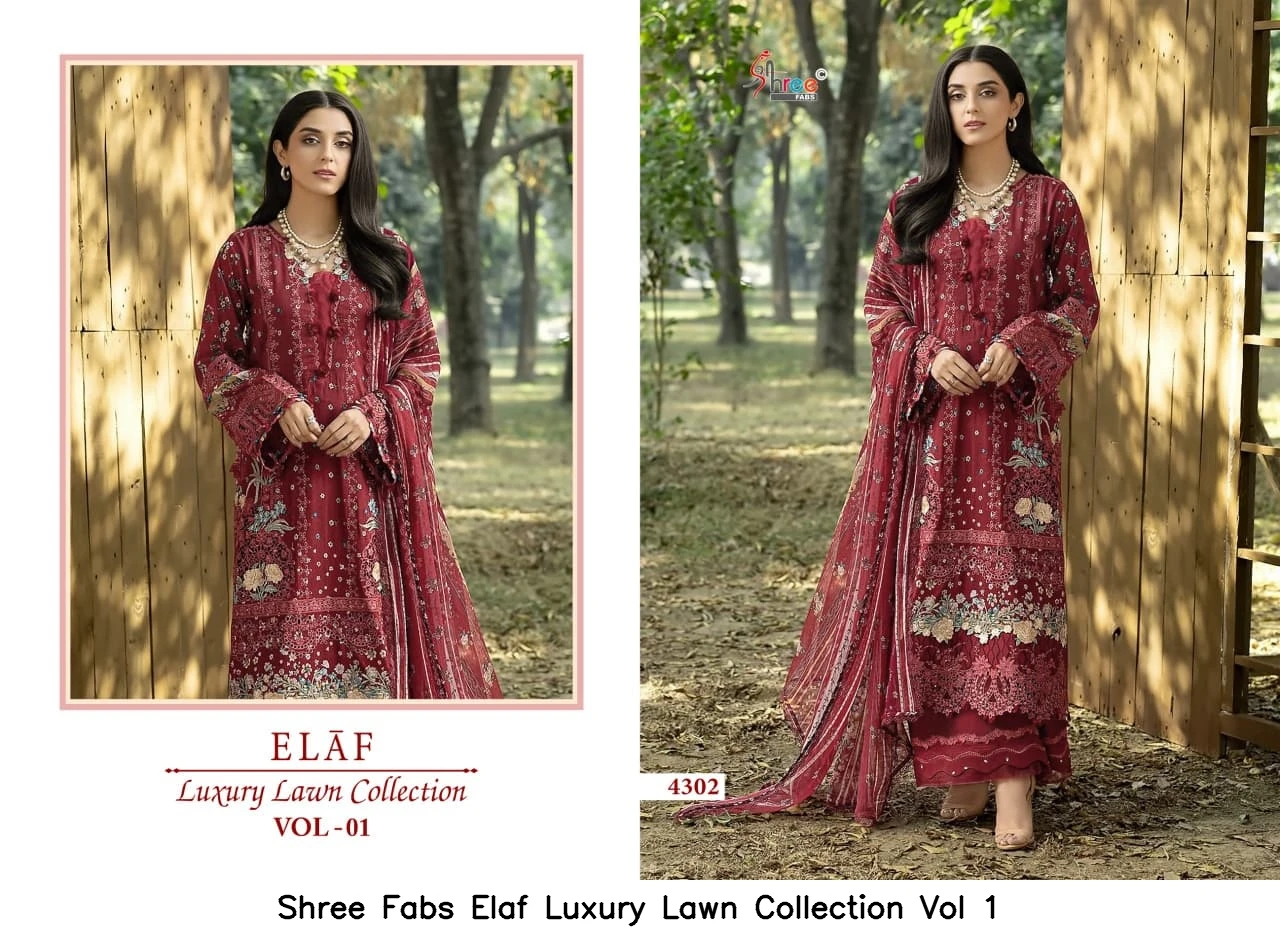 Shree Fabs Elaf Luxury Lawn Collection Vol 1 - Chiffon Dupatta 4