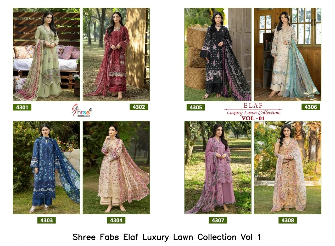 Shree Fabs Elaf Luxury Lawn Collection Vol 1 - Chiffon Dupatta 8