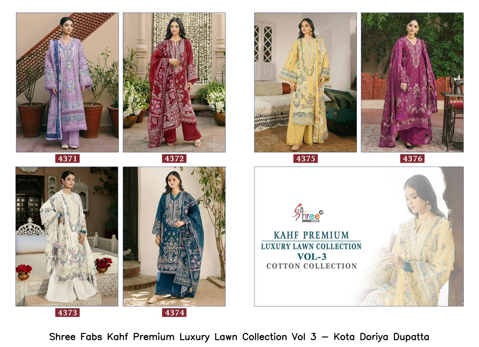 Shree Fabs Kahf Premium Luxury Lawn Collection Vol 3 - Cotton Dupatta 8